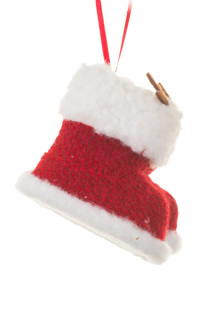 NEW-Red Reindeer Boots Ornament