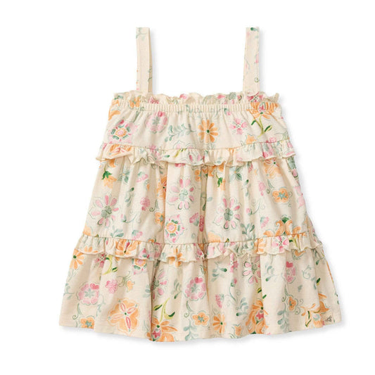 Mediterranean Floral Organic Dress: 0-3M