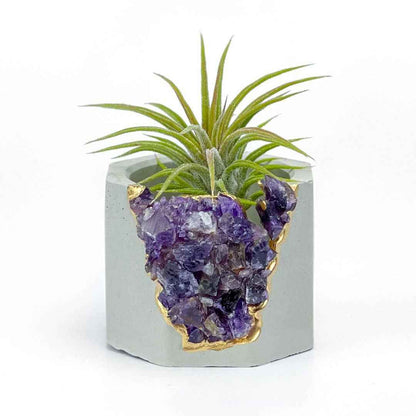Amethyst Geode Planter, Concrete Planter, Crystal Pot