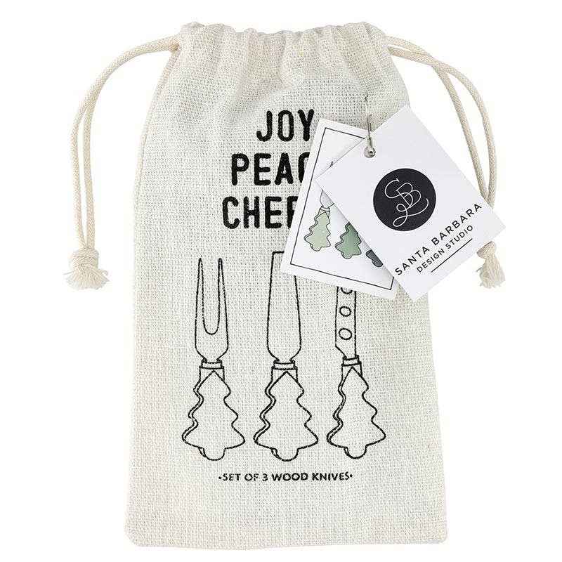 Face to Face Tree Handle Knives - Set of 3 - Peace Love Joy