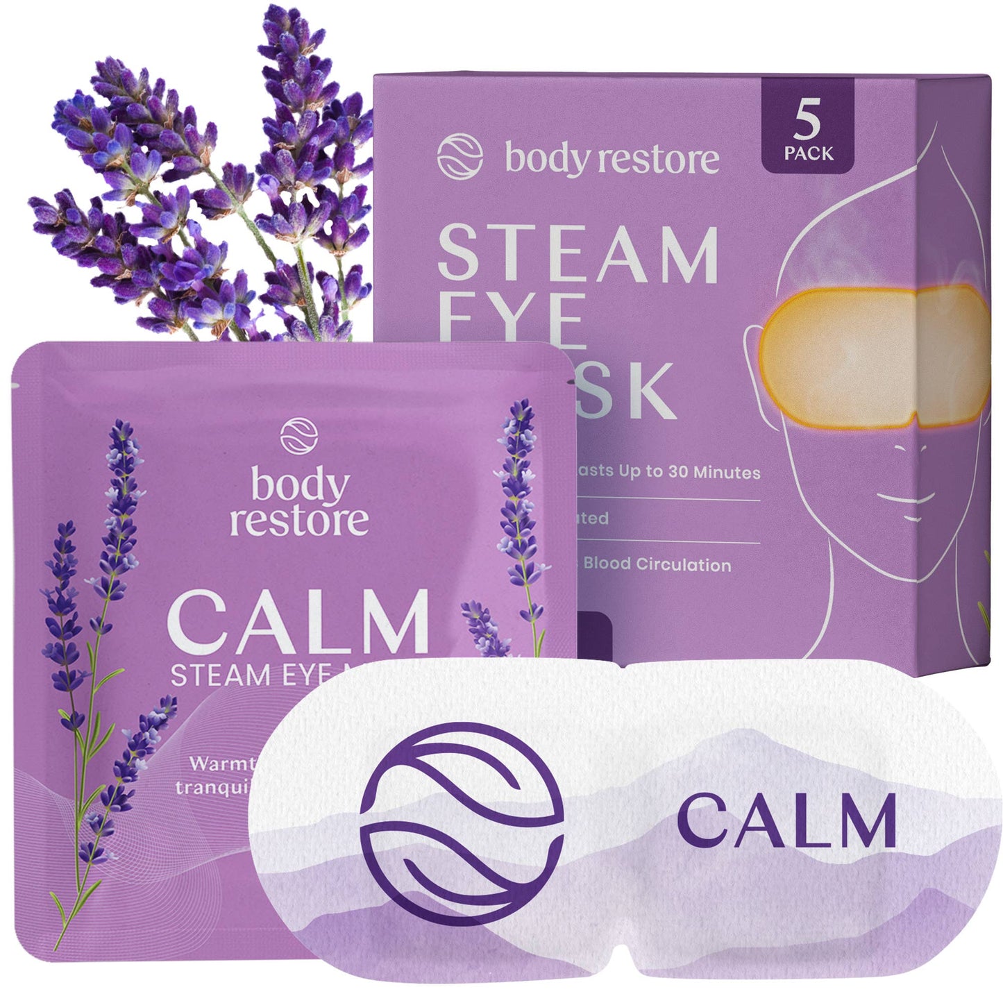 body restore - Lavender Steam Eye Mask (5 pack)