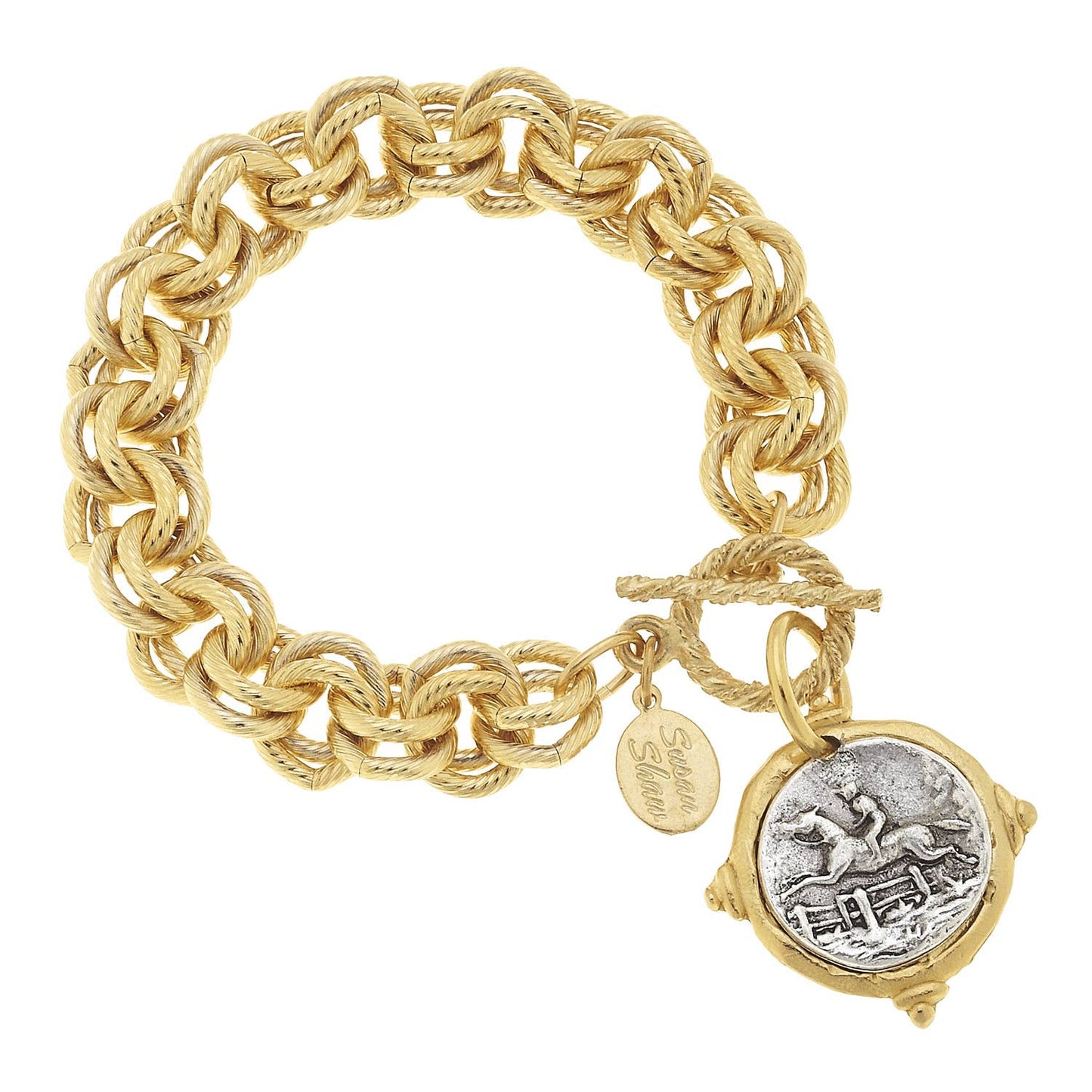Susan Shaw - Gold and Silver Italian Intaglio Equestrian Bracelet