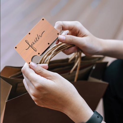 Divinity Boutique - Engraved Hardwood RFID Money Clip-Faith