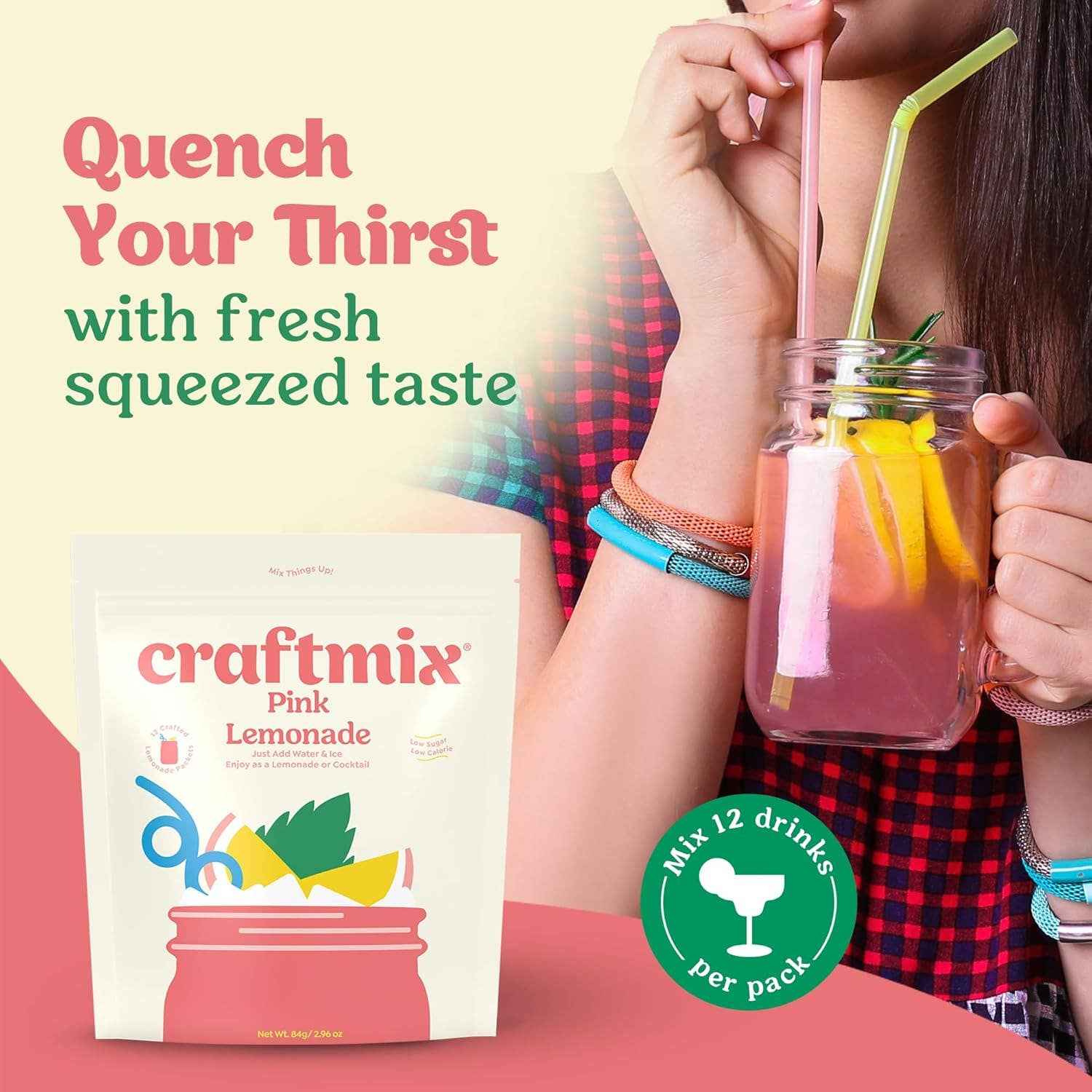 Craftmix - Pink Lemonade Cocktail / Mocktail Mixer - 24ct Caddy