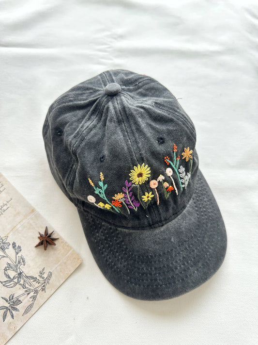 Colorful Flower Garden Embroidered Baseball Cap