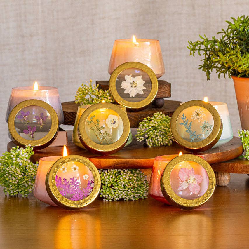 Petite Watercolor Pressed Floral Candle - Pacific Coast