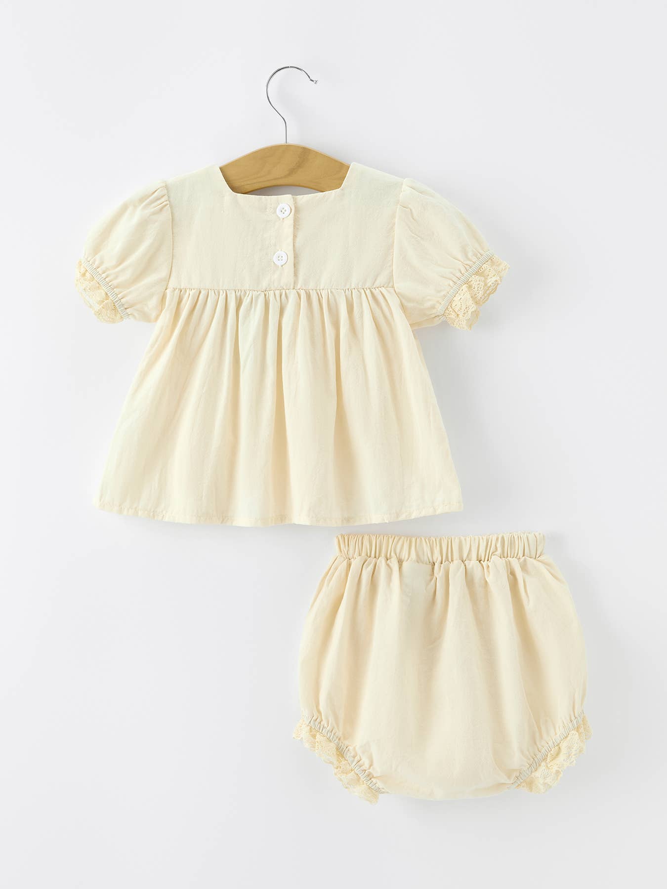 Summer Embroidered Lace Baby Top Bloomer Set