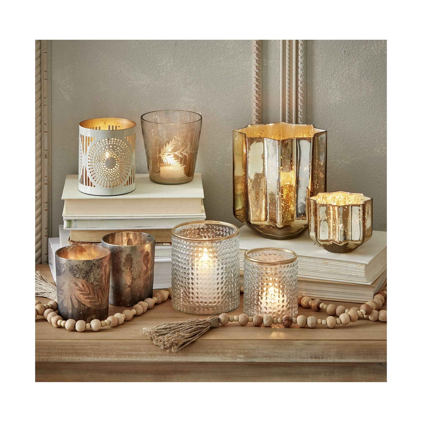 Opal Handcut Tealight Holder Yellow Glass