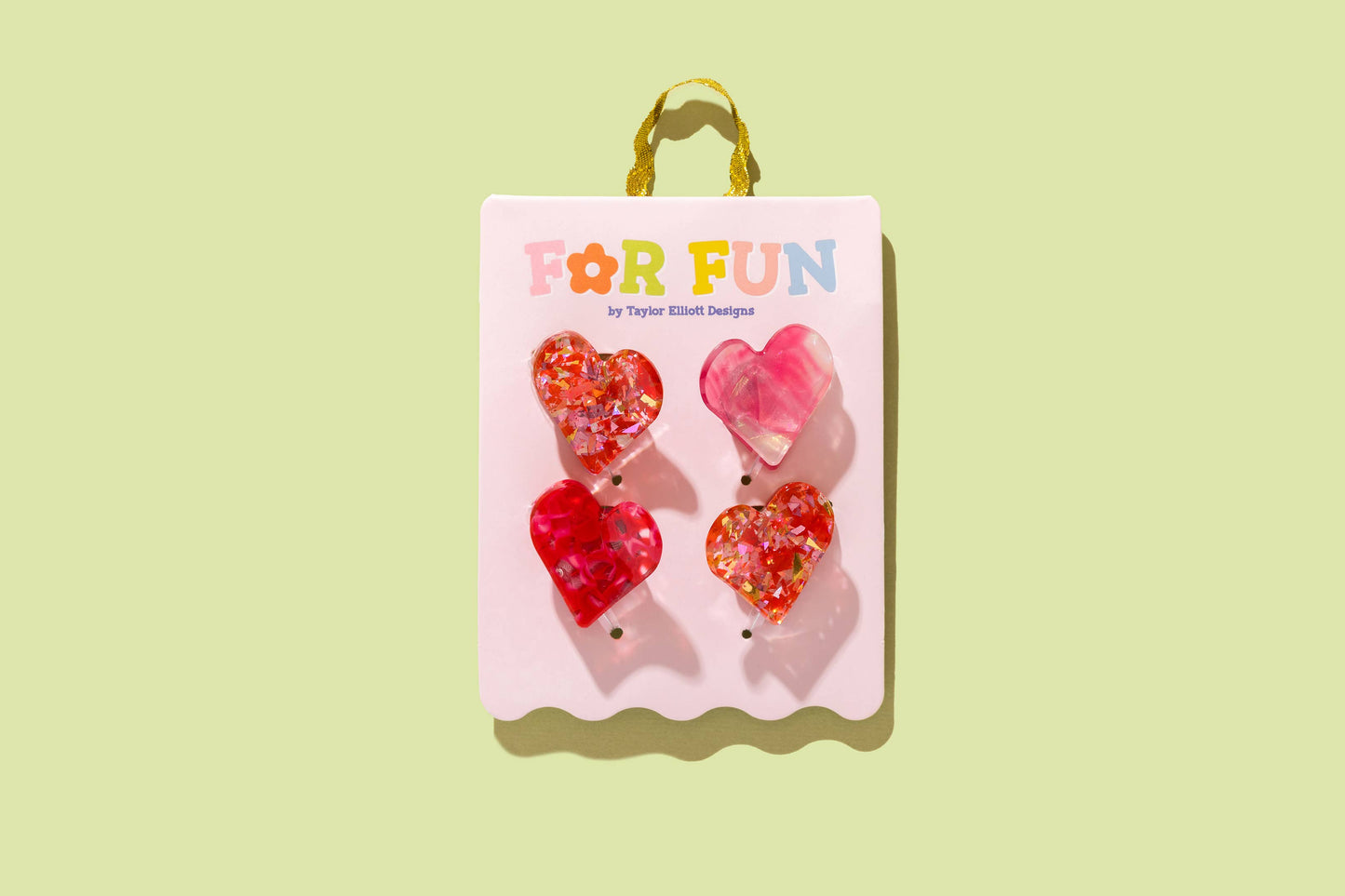 FOR FUN - Claw Hair Clip Set - Mini Hearts - 4 Pc Set