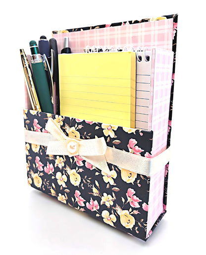 42-Pc Stationery Gift Box Set w/Desk Organizer, Yellow Roses