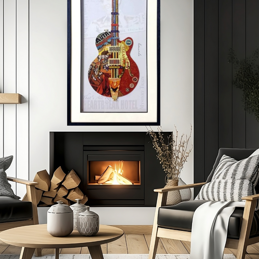 3D Collage Art | Elvis Guitar (40"X20")
