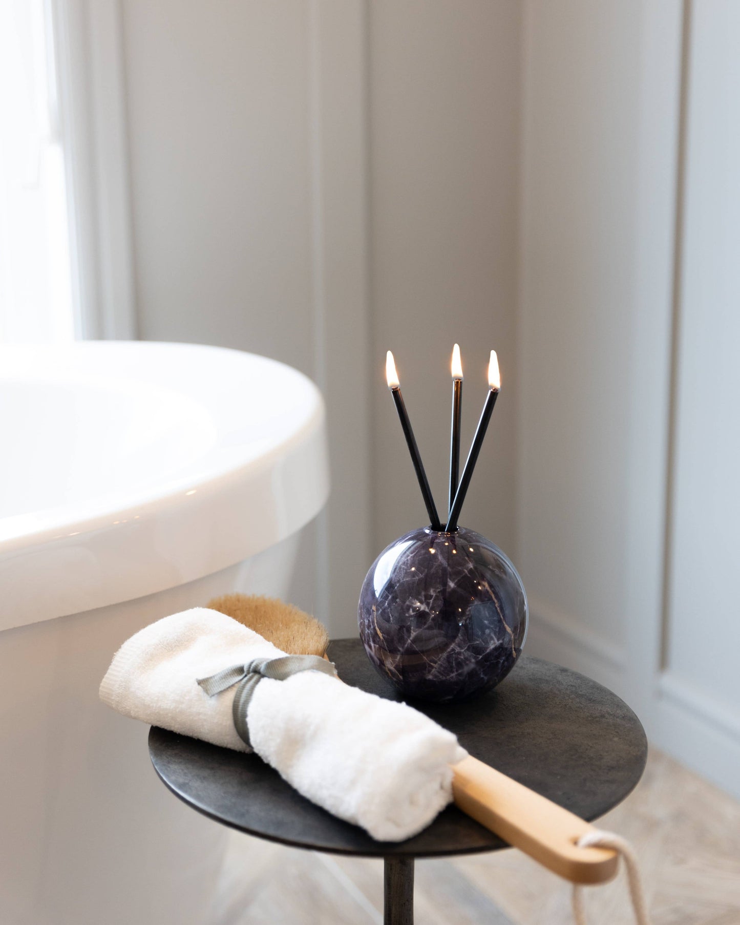 Neva Charcoal Marble Vase for Everlasting Candles