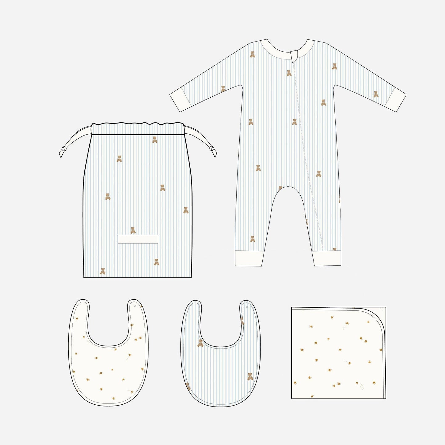 Layette Set Bear Bee Newborn Baby Shower Welcome Home Gift : Blue / NB