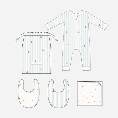Layette Set Bear Bee Newborn Baby Shower Welcome Home Gift : Blue / NB