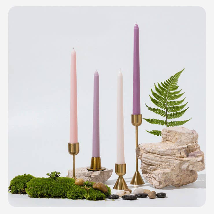 Velas Meta - 4 velas cónicas largas de 25 cm sin humo de colores para bodas