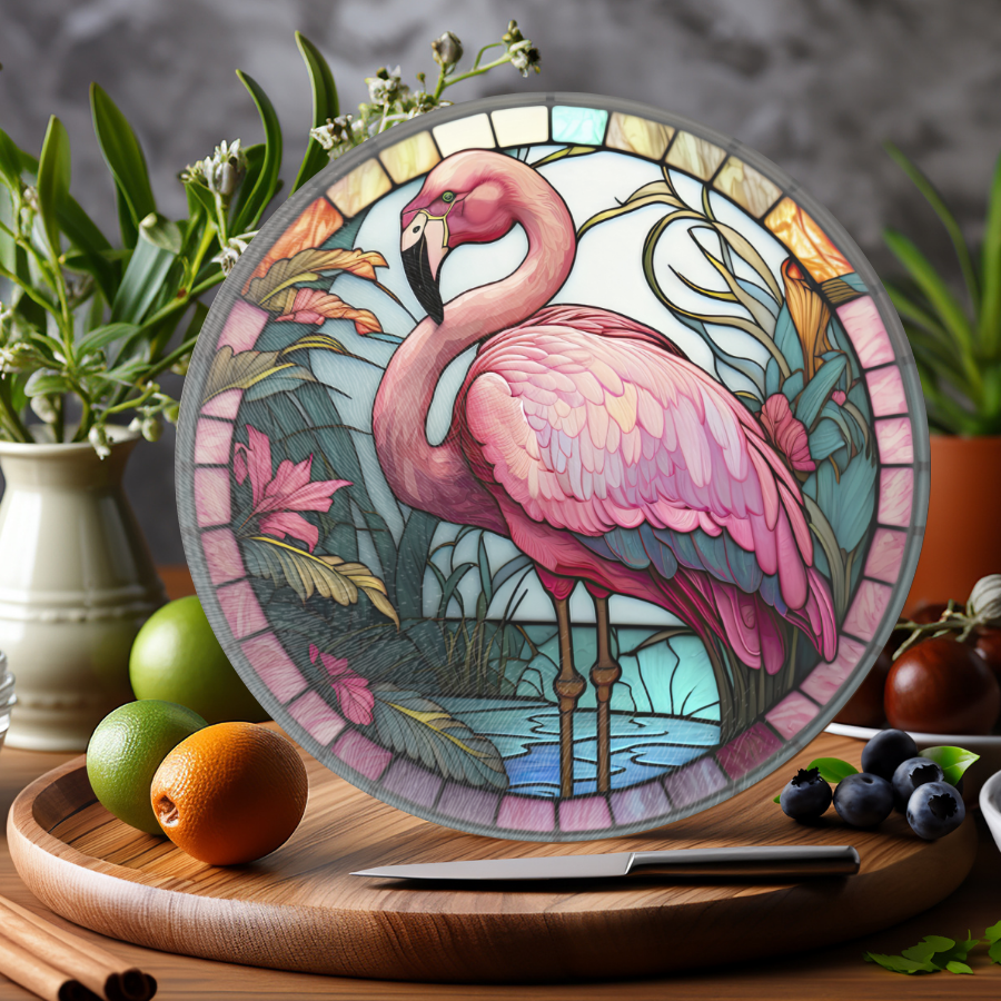 Flamingo Glass Charcuterie Board 8 - Inch