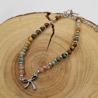 Natural Stone Ribbon Bracelet - Daughter Gift