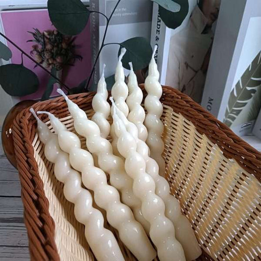 2-Pack Spring New White 7inch Spiral Taper Holiday Candles