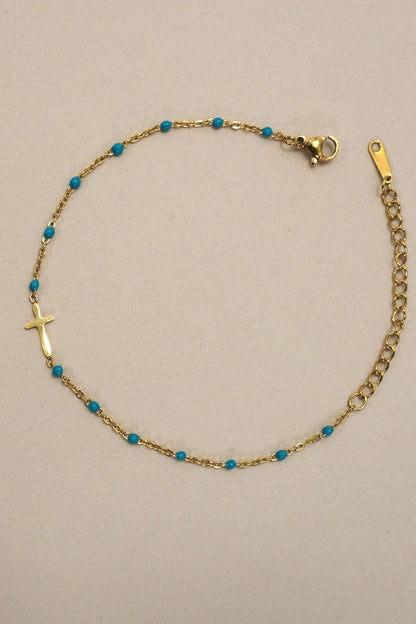 JOSSLYN de wall to wall - PULSERA CON CRUZ DE ACERO INOXIDABLE DE 18 QUILATES SIN DESLUSTRACIÓN | 40B5176