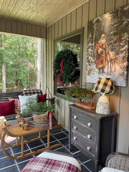 Woodland Santa Claus Rustic Christmas Canvas Wall Art