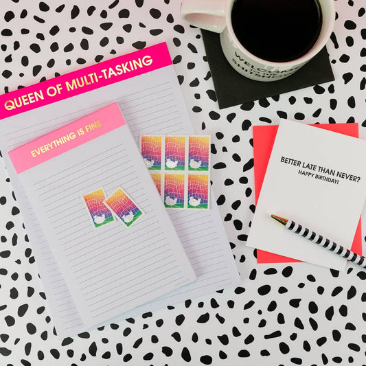 Chez Gagné - Everything Is Fine - Lined Notepad - Pink - 65 perforated pages - 5x8