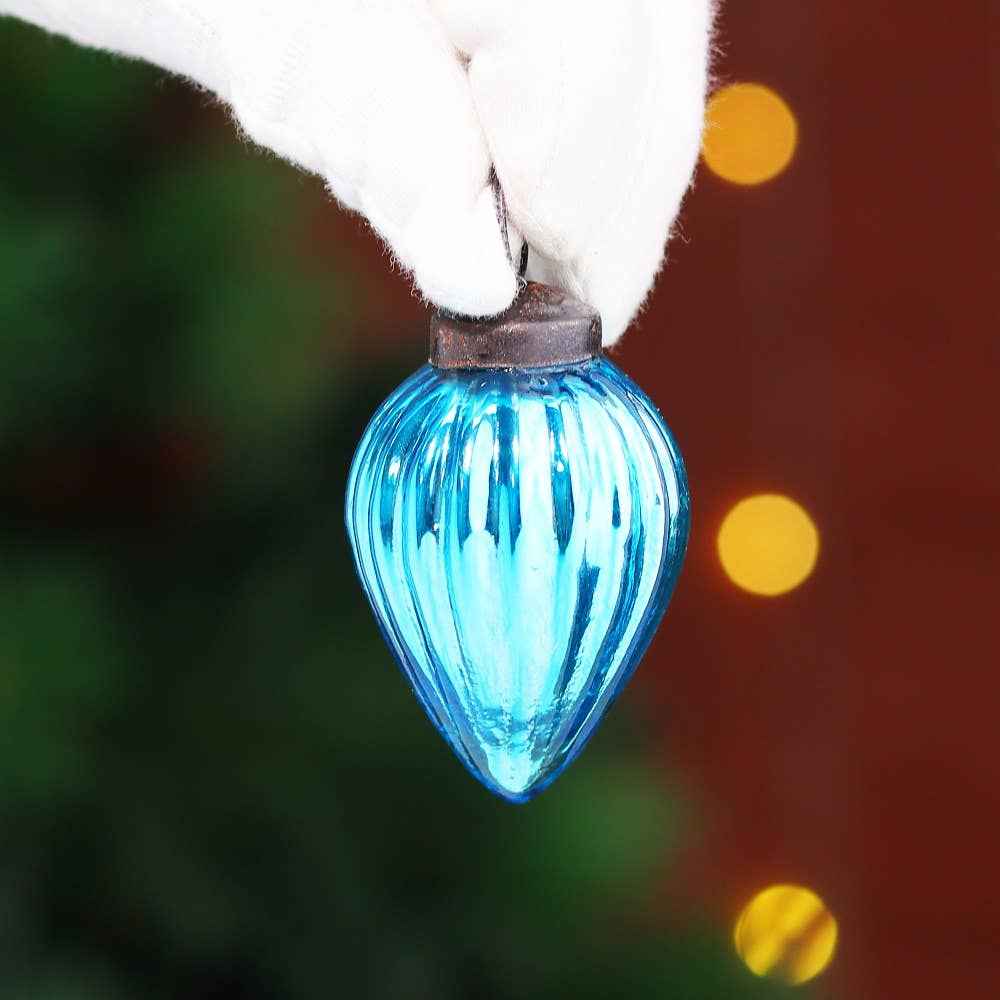 60 Turquoise Glass Pinecone Christmas Ornaments for New Year