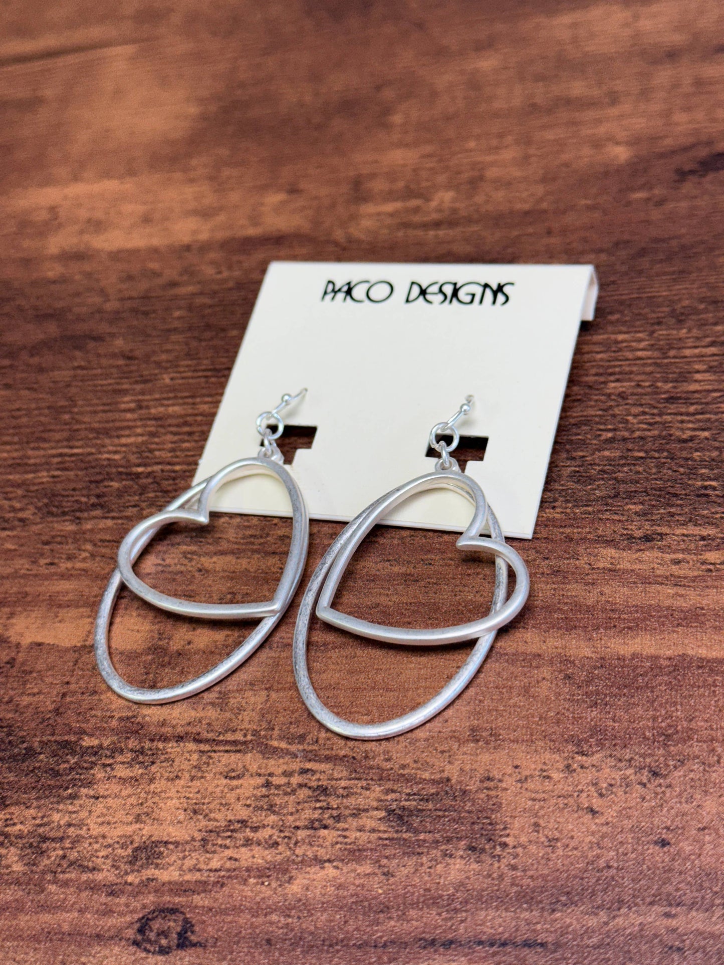 Oval Hoop & Heart Dangle Earrings- 3 Color Options