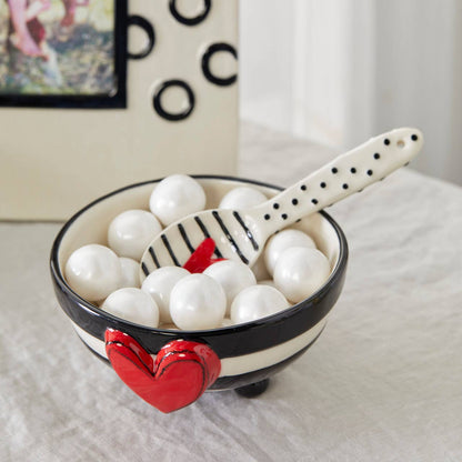 Wide Stripe Candy Bowl with Spoon Set