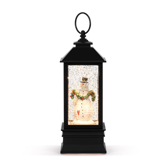 Snowman Red Heart Lit Musical Snow Globe Lantern - 4x11in
