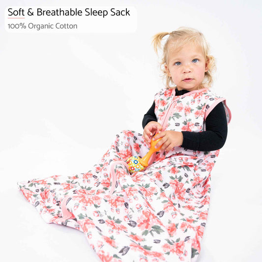 LollyBanks - Pink Peony Baby Sleep Sack 100% Organic Cotton