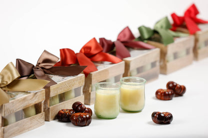 Harvest Moon Set of 4 Votives in Wooden Crate