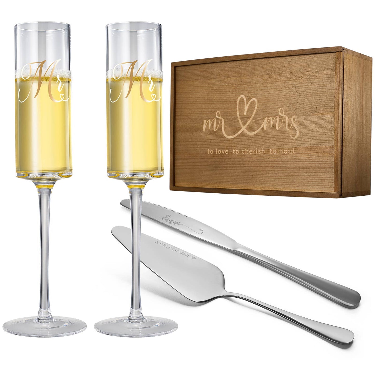 Wedding, Bridal Mr & Mrs Champagne Flutes Gift