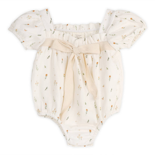 Viverano Organics - Boho Floral Bubble Baby Romper (Organic Muslin)