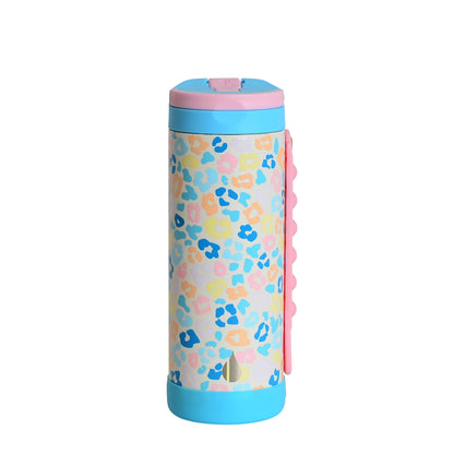Fidget Strap Kids Stainless Bottle 14oz Pastel Leopard