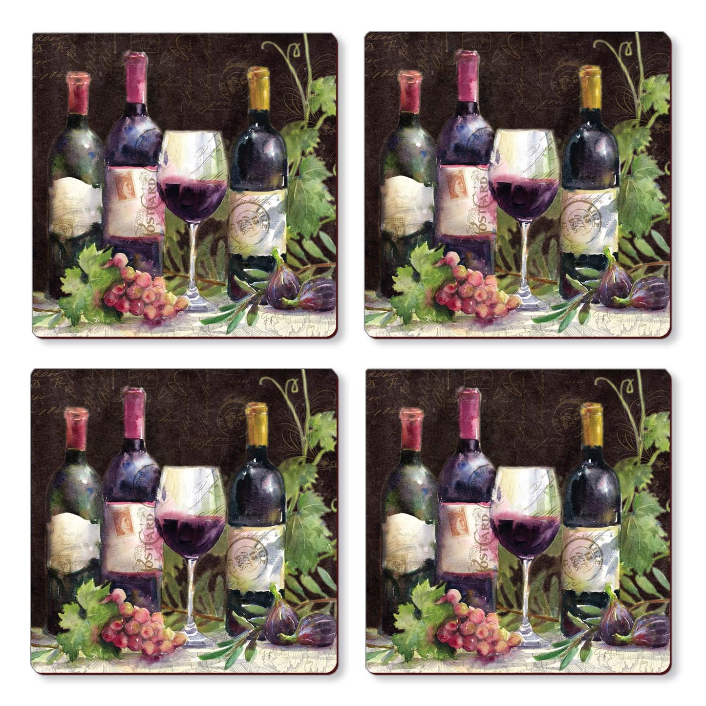 Cala Home Rustic Wine Boxed Hardboard Coaster 4pk