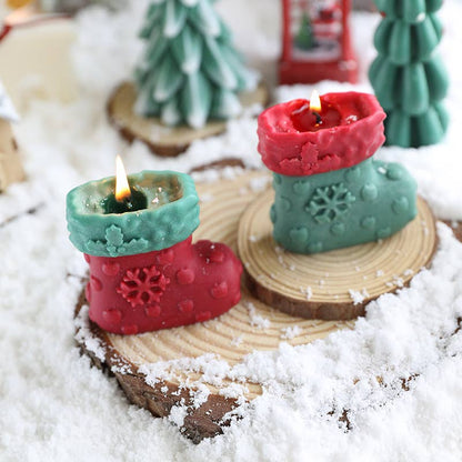 Velas Meta - Vela perfumada decorativa hecha a mano con forma de calcetín navideño