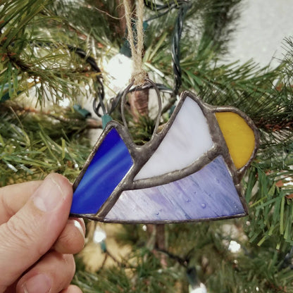 Stained Glass Mountains with Sun Ornament