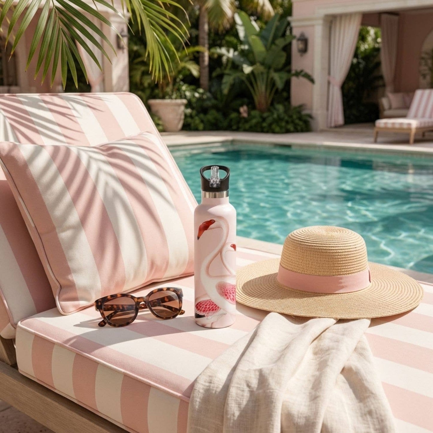 Puna | Vintage Pink Flamingo Insulated Water Bottle 25oz