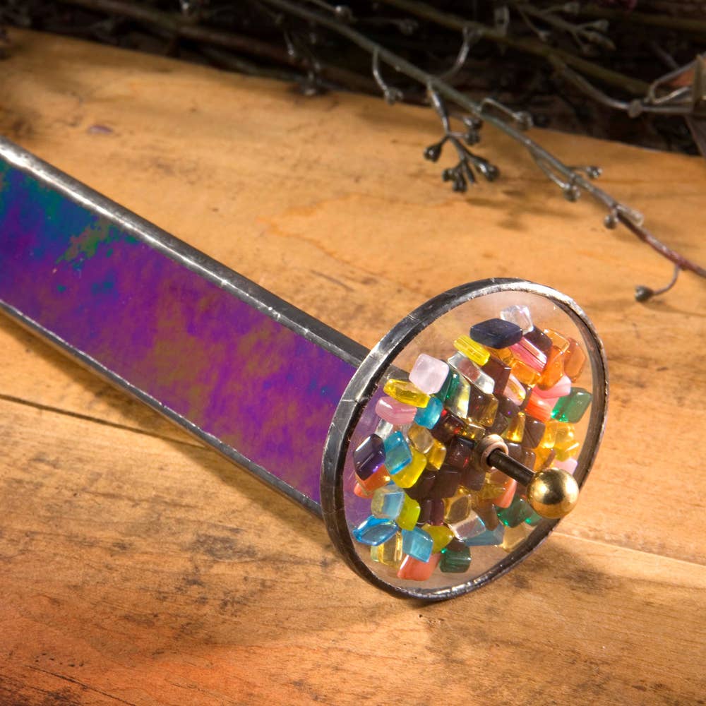 Kaleidoscope Black Iridescent Stained Glass Art