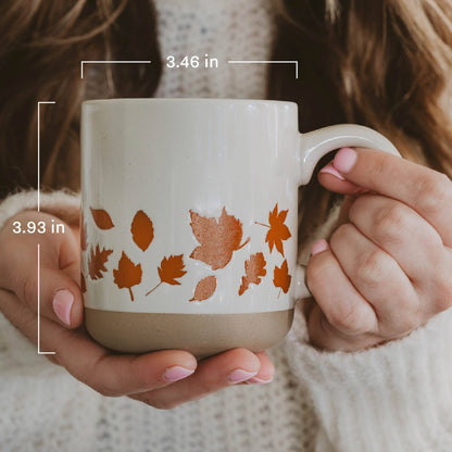 Brown Leaves Stoneware Coffee Mug