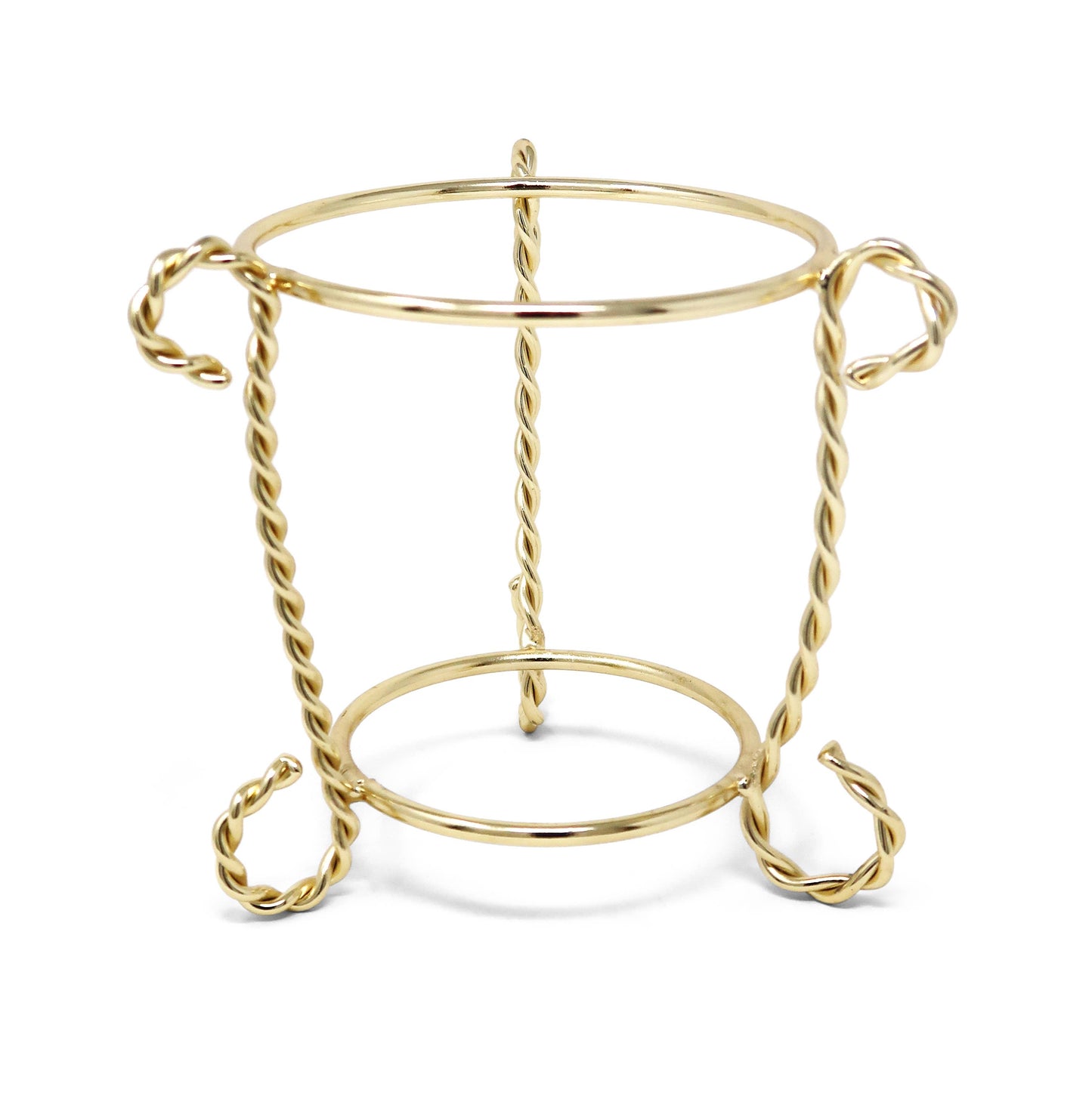 Glass Candle Holder on Gold Brass Stand, 4"