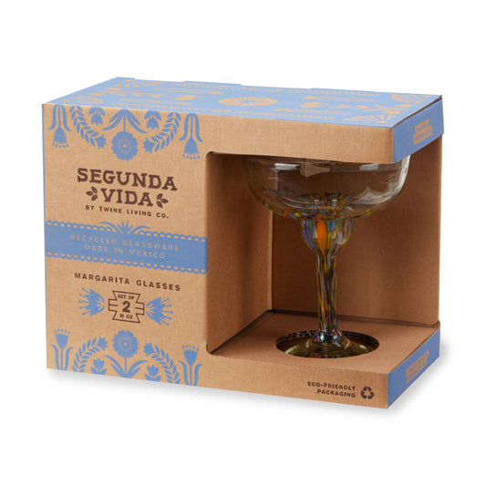 Artistico Recycled Glass Margarita Glasses Set of 2