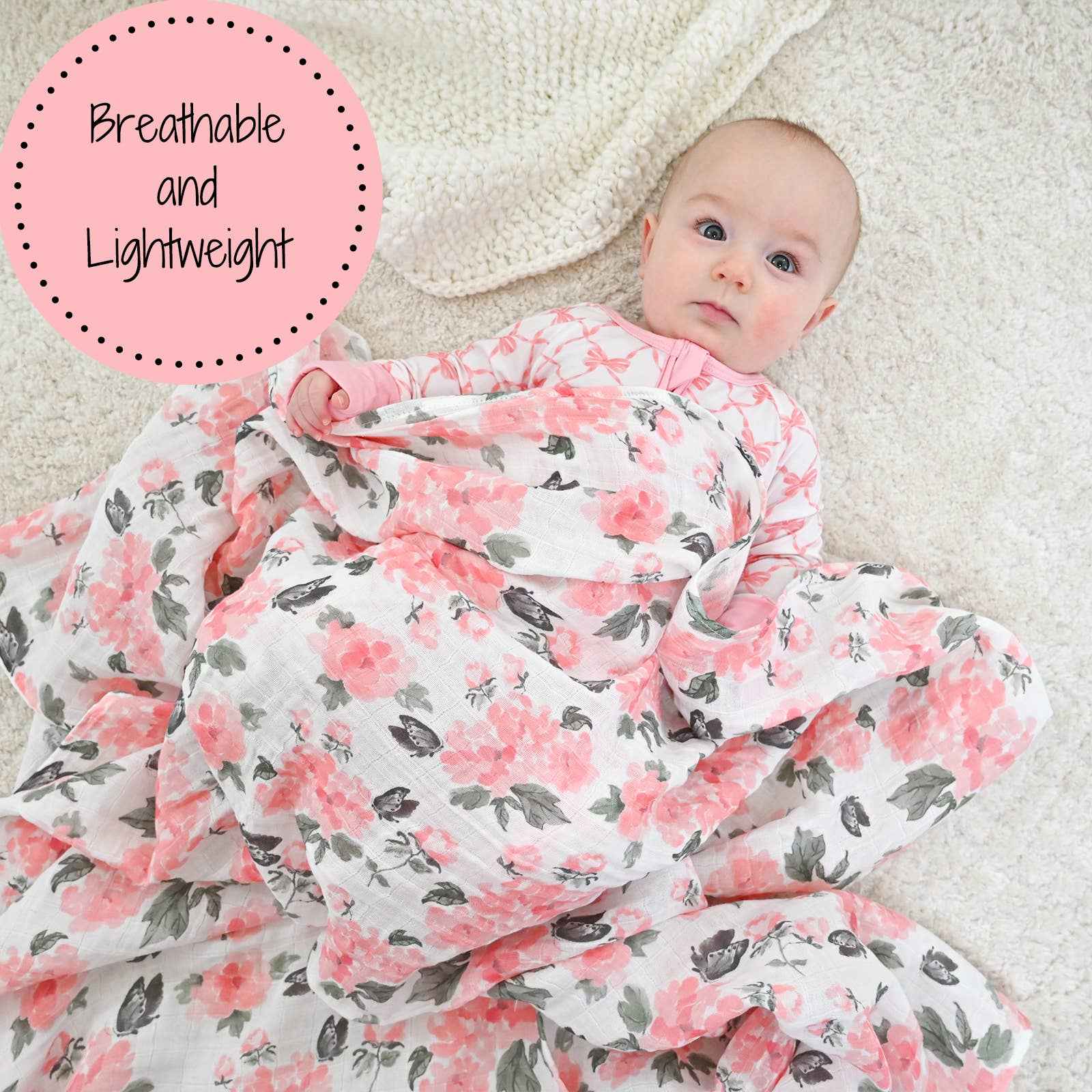 LollyBanks - Pretty in Peony Baby Muslin Swaddle Blanket