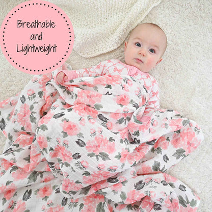 LollyBanks - Pretty in Peony Baby Muslin Swaddle Blanket