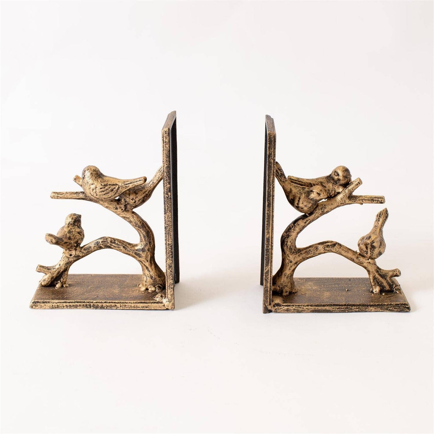 Birds On Branch, Gold Finish - Set of Two