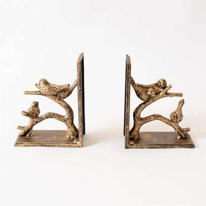 Birds On Branch, Gold Finish - Set of Two