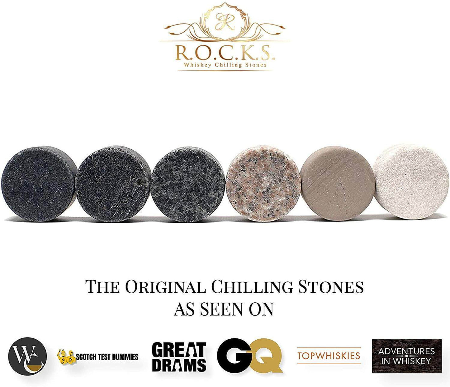 Piedras para enfriar whisky ROCKS - Set de regalo con preguntas y respuestas sobre whisky The Rocks