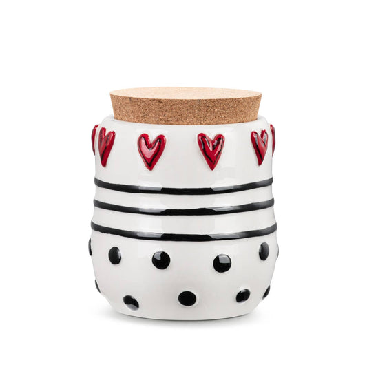 Dots & Hearts Sm Cork Lid Canister