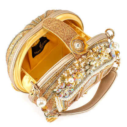 Mary Frances Dream Big Beaded Gold Carriage Handbag