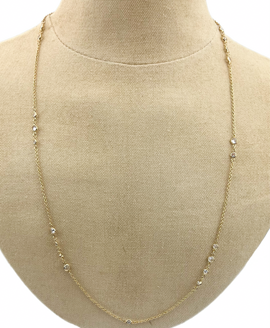 Curb Chain with CZ Embellished Rounds Necklace